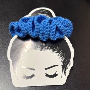 Hand Crafted Blue Crochet Hair Scrunchie